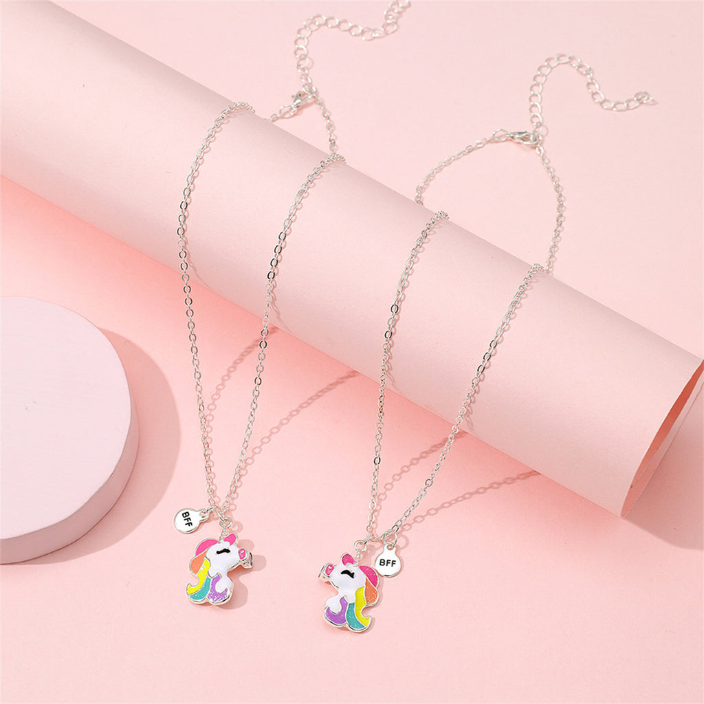 Wholesale 2 Pcs Magnets Attract Unicorn Children's Necklace in Bulk - PrettyKid