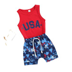 3M-3Y Letter Print Tank Top Stars Shorts Baby Boy Clothing Sets Wholesale Baby Clothes - PrettyKid