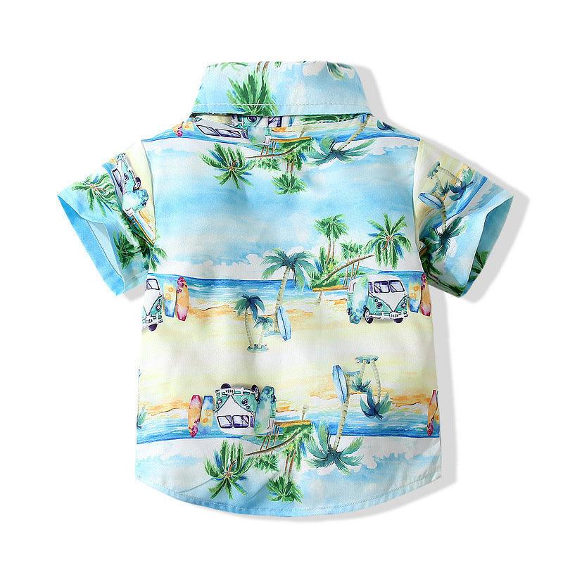 9M-4Y Toddler Boys Coconut Tree Print Button Shirts Wholesale Clothing For Boys - PrettyKid