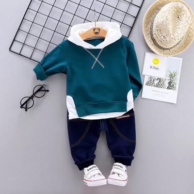 2-piece Casual Splice Hooded Sweatshirt and Pants Set Wholesale children's clothing - PrettyKid