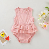 Baby Girl Solid Pattern Summer Bodysuit - PrettyKid