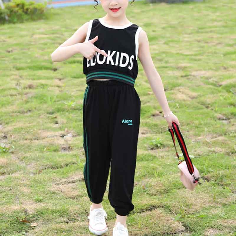 2-piece Letter Pattern Vest & Pants for Girl - PrettyKid