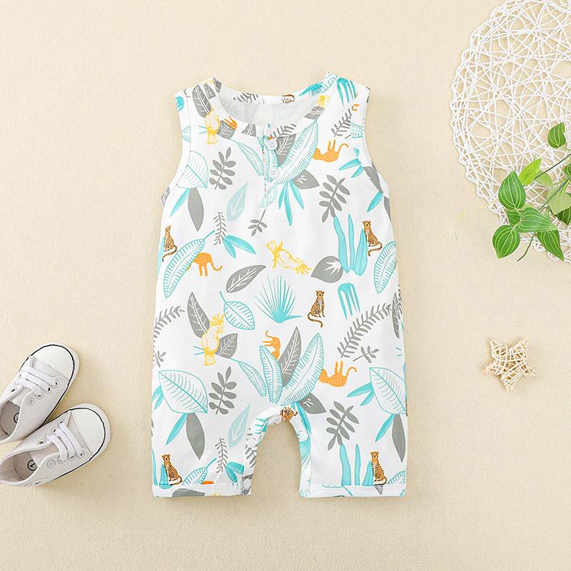Baby Tropical Pattern Cotton Summer Bodysuit - PrettyKid