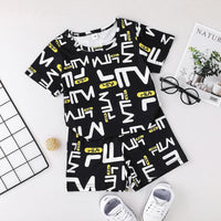 9M-4Y Toddler Boy Outfits Sets Letter Print T-Shirts & Shorts Wholesale Boy Clothes - PrettyKid