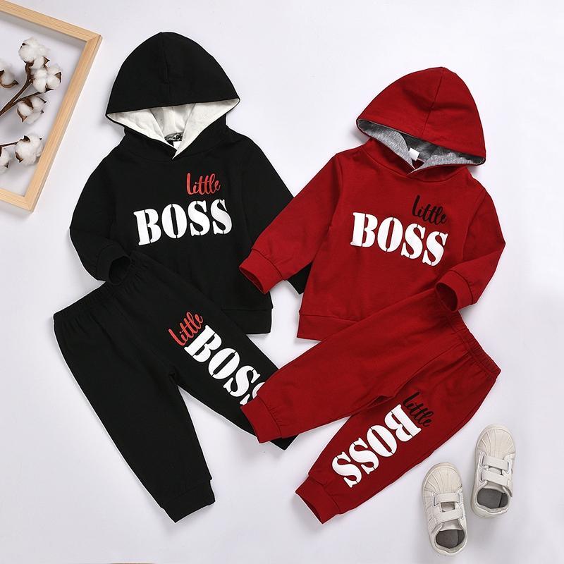 2-piece Letter Pattern Hoodie & Pants for Children Boy - PrettyKid