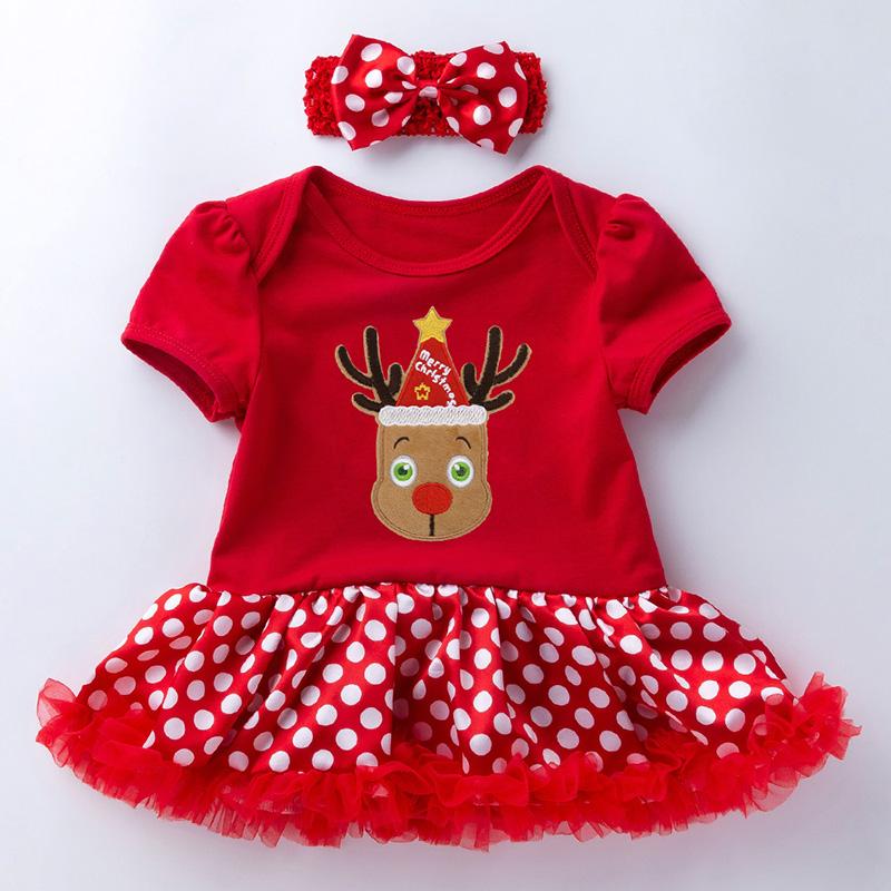 2-piece Cartoon Romper-skirt and Bow Headband Sets for Baby Girl - PrettyKid
