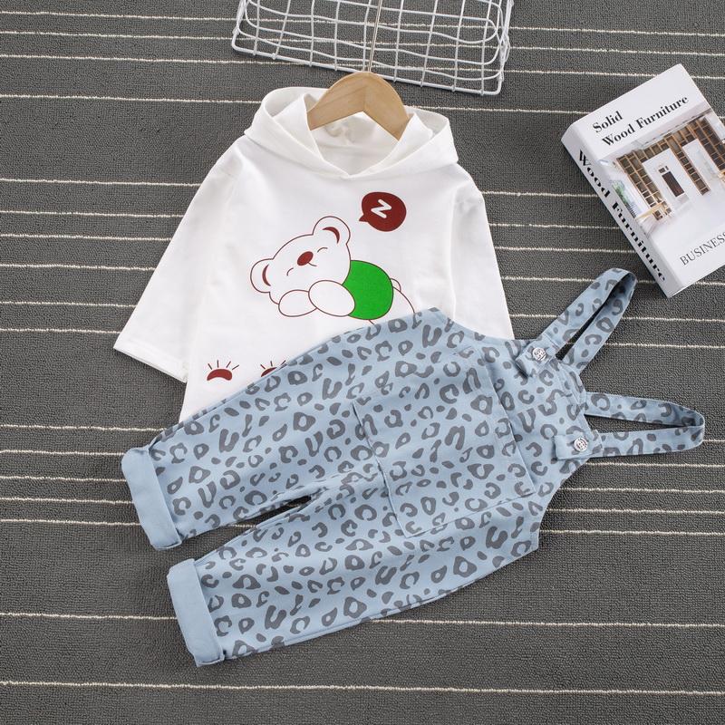 2-piece Hoodie & Leopard Bib Pants for Toddler Girl - PrettyKid