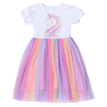 Unicorn Pattern Rainbow Princess Dress for Girl - PrettyKid