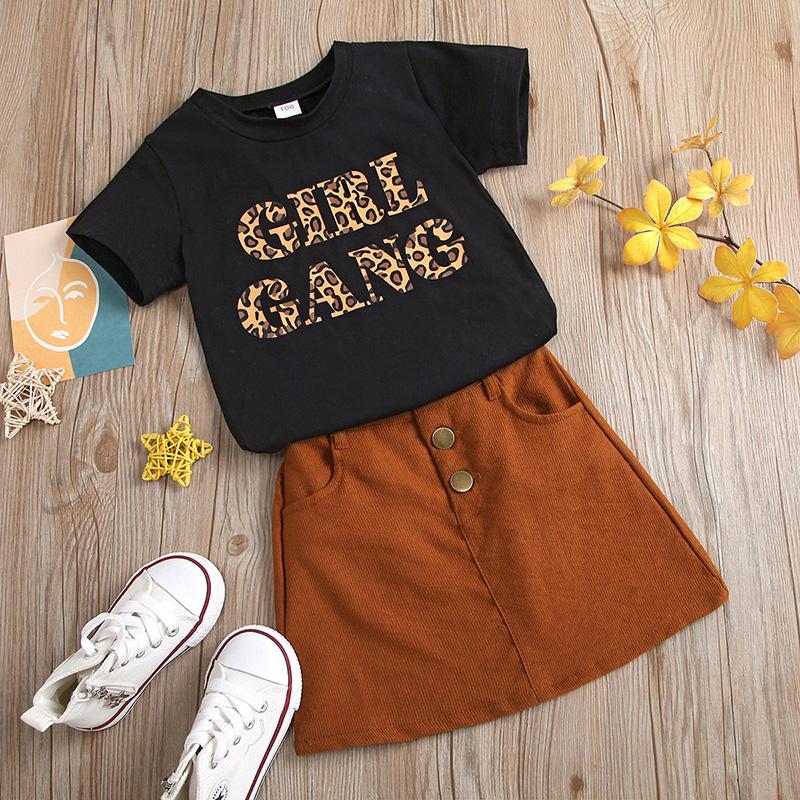Toddler Girl 2pcs Letter Pattern Summer Dress Set T-Shirt & Short Skirt - PrettyKid