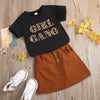 Toddler Girl Leopard Letter Print T-Shirt & Skirt Children's Clothing - PrettyKid