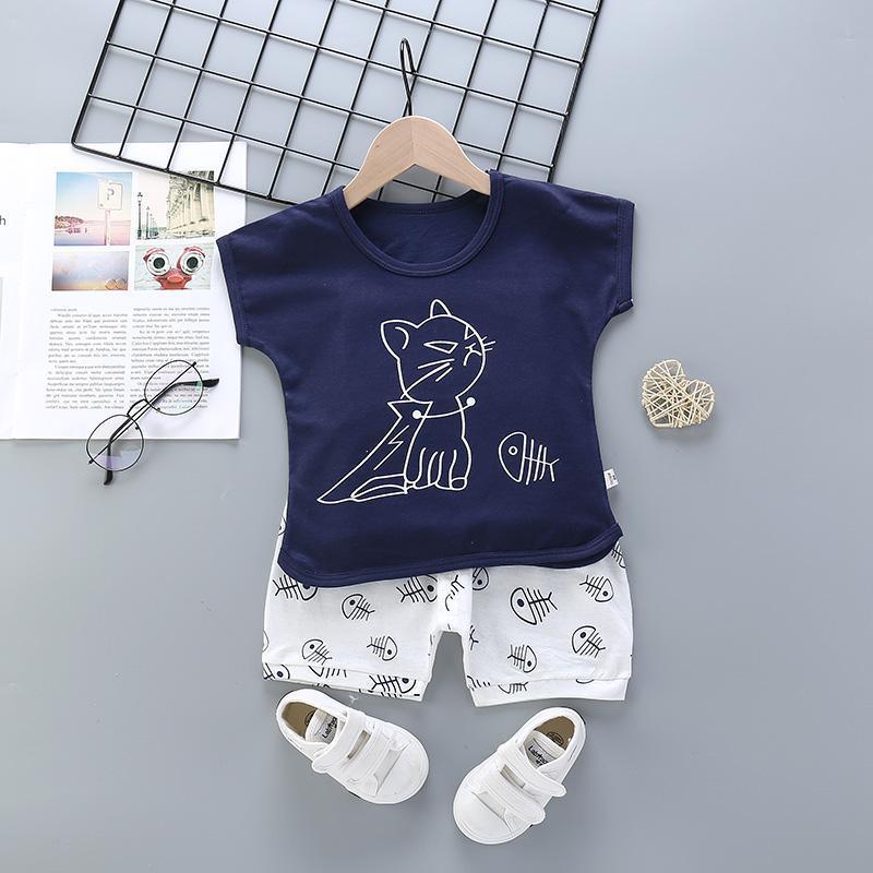 2pcs Cute Cartoon Print T-shirt Pantsuits - PrettyKid