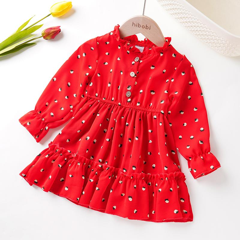 Toddler Girl Polka Dot Pattern Red Dress Wholesale Children's Clothing - PrettyKid