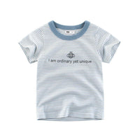 Grow Boy Bee Pattern Striped T-shirt - PrettyKid