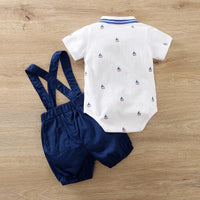 2-piece Bow Decor Bodysuit & Dungarees for Baby Boy - PrettyKid