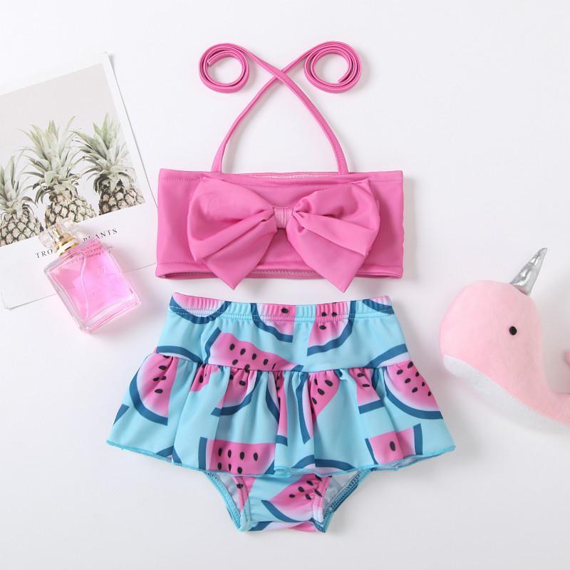 Toddler Girl 2pcs Watermelon Pattern Summer Swimsuits - PrettyKid