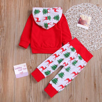 2-piece Elk and Tree Printed Hoodie and Pants Set - PrettyKid