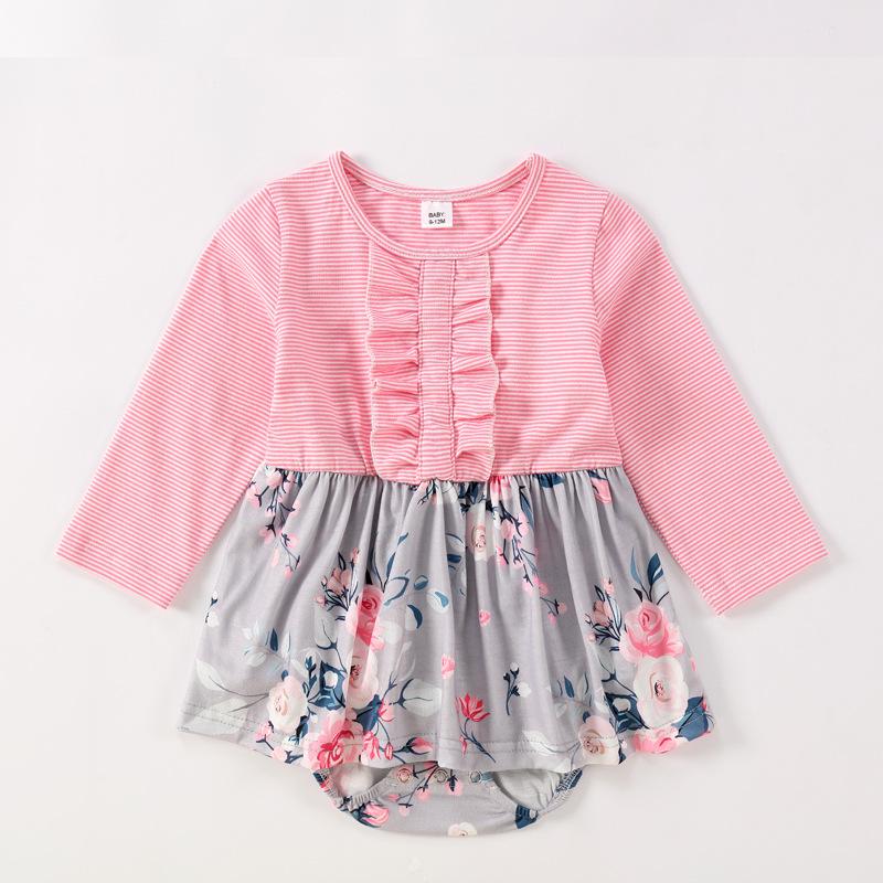 urban children's clothing wholesale Parent-Child Plant Printing Dress & Baby Romper - PrettyKid