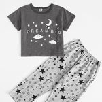Toddler Boy Moon Star Print Pajamas Sets Children's Clothing - PrettyKid