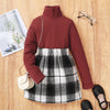 Wholesale Kids Girls Plaid,Solid Polo neck Twopcs Top+Skirt in Bulk - PrettyKid