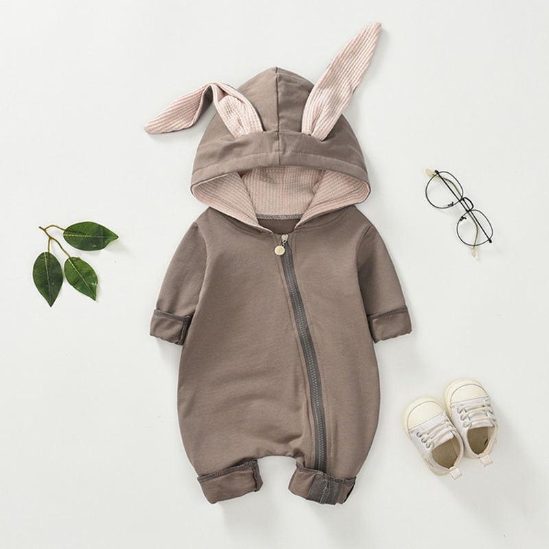 Long-Sleeve Solid 3D Design Rabbit Ear Jumpsuit - PrettyKid