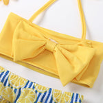 Toddler Girl Lemon Pattern Summer Swimsuits - PrettyKid