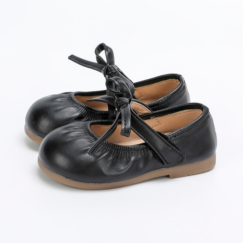 Wholesale Toddler Solid Color Bowknot Low Heel Shoes in Bulk - PrettyKid