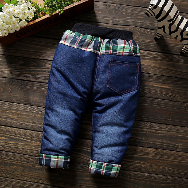 Letter Pattern Fleece-lined Jeans for Children Boy - PrettyKid