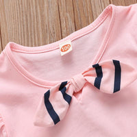 Toddler Girl Striped Tie T-shirt Wholesale Children's Clothing - PrettyKid