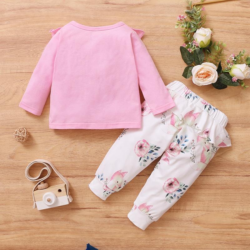 2-piece Ruffle Sweatshirt & Floral Pants for Baby Girl Wholesale Children's Clothing - PrettyKid