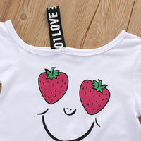 2PCS Cute Strawberry T-shirt and Pants - PrettyKid