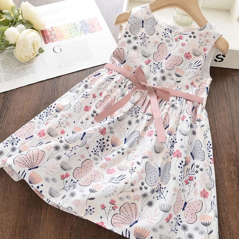 Bowknot Decor Floral Printed Dress for Toddler Girl Wholesale children's clothing - PrettyKid