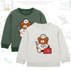 Toddler Kids Solid Cartoon Bear Print Round Neck Long Sleeve Sweater Bottoms - PrettyKid
