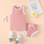 Baby Girl Colorblock Vest And Briefs Baby Outfit Sets - PrettyKid