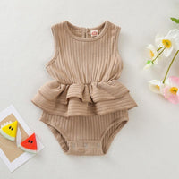 Baby Girl Solid Pattern Summer Bodysuit - PrettyKid