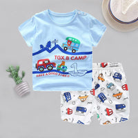 2-piece Cartoon Design T-shirt & Shorts for Children Boy - PrettyKid