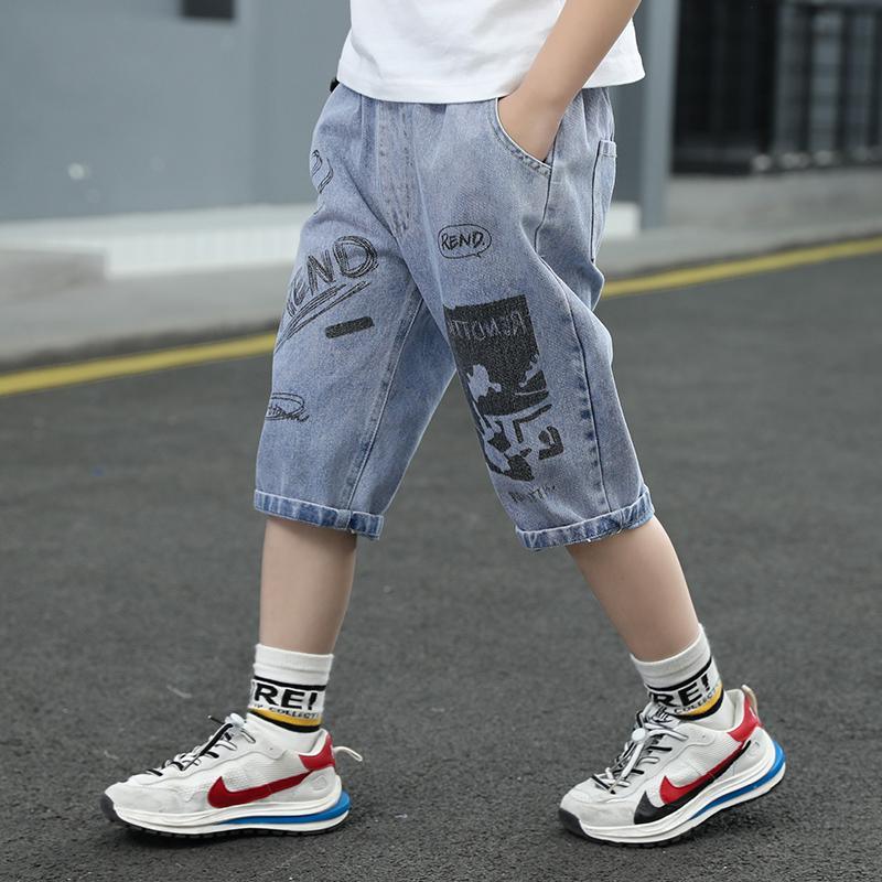 Kid Boy Letter Graffiti Denim Pants 2/3 - PrettyKid