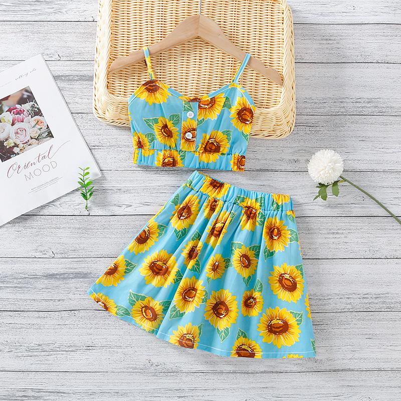 Toddler Girl Cami Top & Sunflower Print Dress - PrettyKid