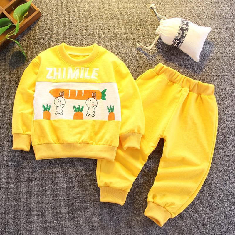 2-piece Rabbit Pattern Sweatshirt & Pants for Toddler Girl - PrettyKid