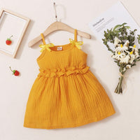 Toddler Girl Solid Pattern Summer Cotton linen sling skirt Wholesale Children's Clothing - PrettyKid