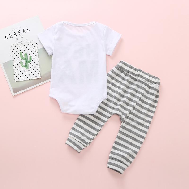 2-piece Letter Pattern Bodysuit & Striped Pants for Baby Wholesale children's clothing - PrettyKid