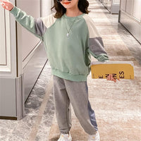 2-piece Color-block Sweatshirts & Pants for Girl - PrettyKid