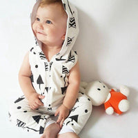 Casual Arrows Printed Hooded Sleeveless Jumpsuit - PrettyKid