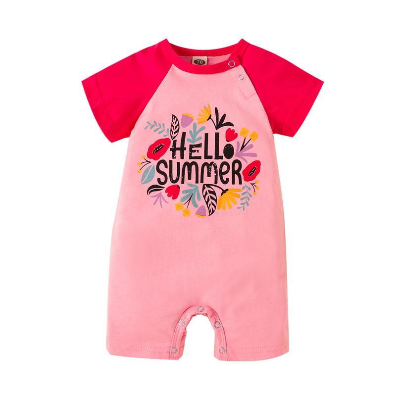 Baby Girl Color-block Letter Print Bodysuit - PrettyKid