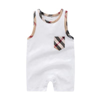 Plaid Sleeveless Bodysuit for Baby Children's clothing wholesale - PrettyKid