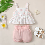 12M-4Y Polka Dot Sling Crinkle Unpatterned Shorts Set Toddler Girl Wholesale Clothing - PrettyKid