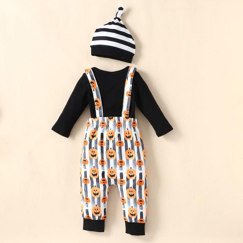 little boy boutique wholesale Baby Letter Print Bow Decor Bodysuit & Overalls & Hat - PrettyKid