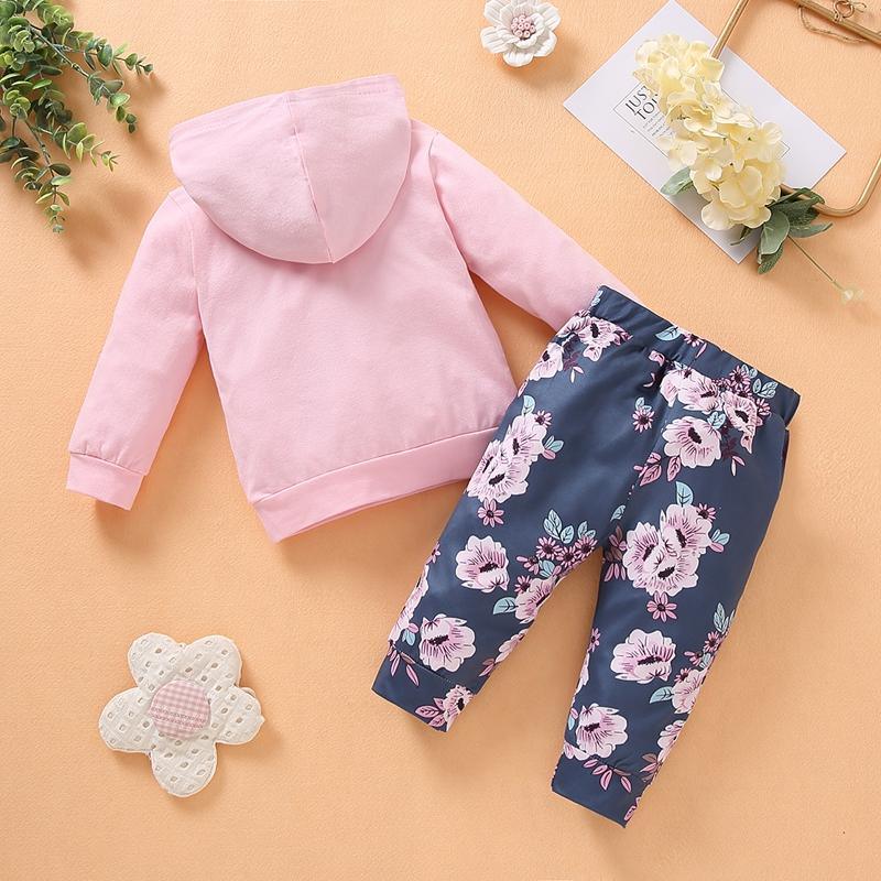 2-piece Floral Pattern Hoodie & Pants for Baby Girl - PrettyKid