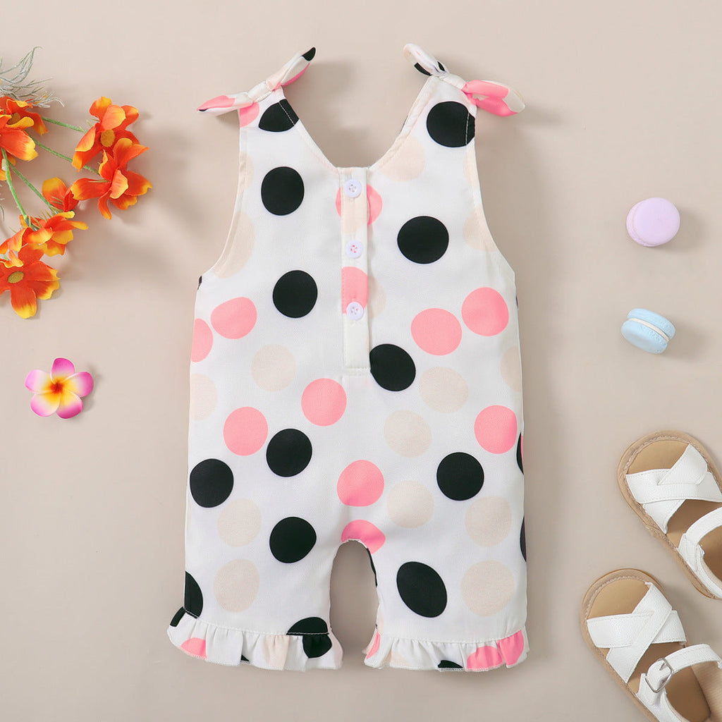 0-12M Baby Girls Polka Dots Cami Jumpsuit Wholesale Baby Clothes - PrettyKid