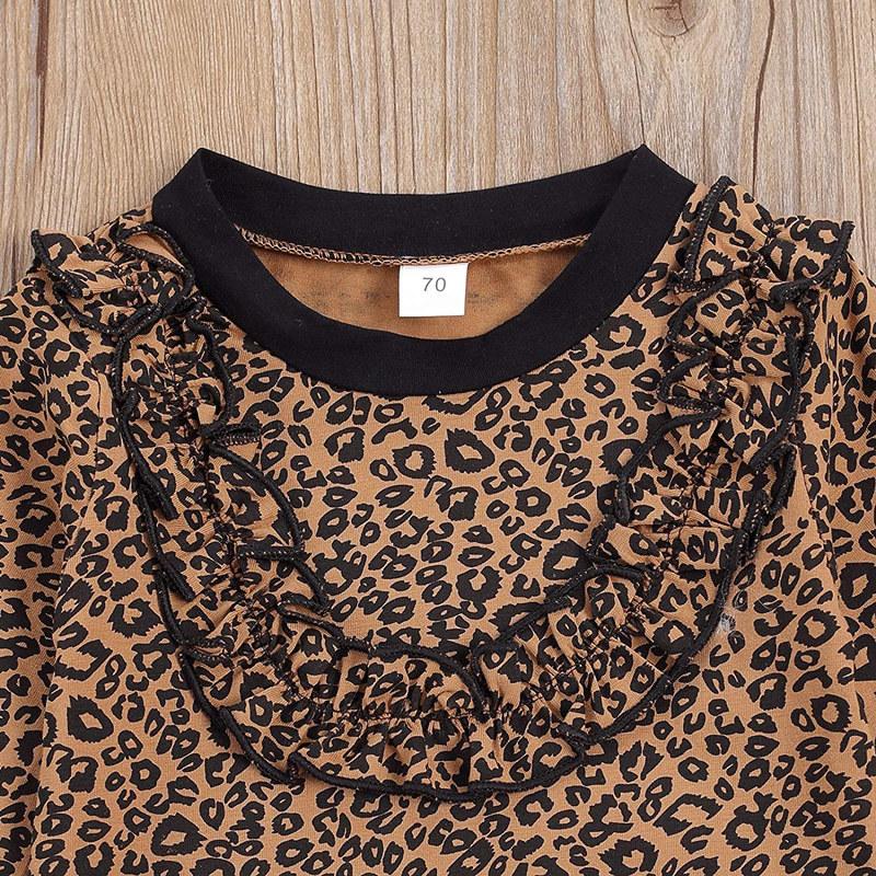 2-piece Ruffle Leopard Sweatshirts & Pants for Baby Girl - PrettyKid