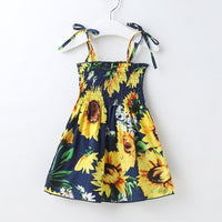 Toddler Girl Sunflower Pattern Summer Cami Dress Wholesale Children's Clothing - PrettyKid